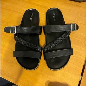 Torrid Black Braided Sandals